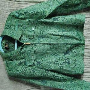 Vintage 90s Green Collared Jacket with Shoulder Pads